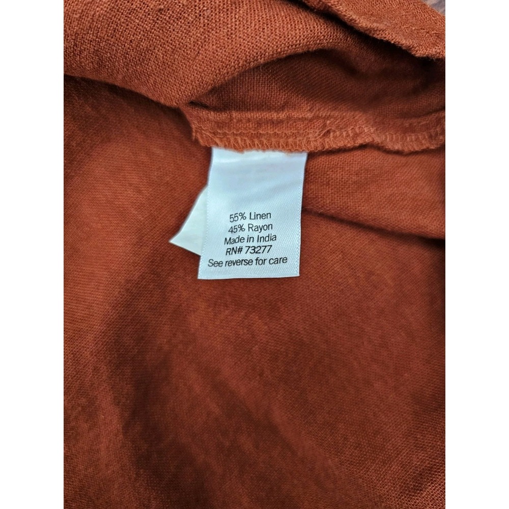 Sonoma Womens XXL Sleeveless Blouse Rust Orange Linen Blend Button Front Top - Picture 5 of 6